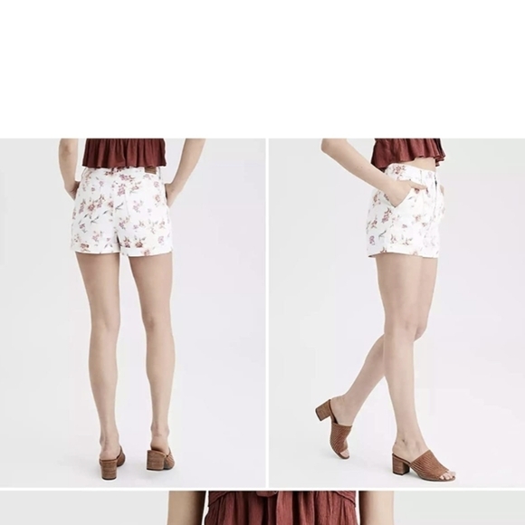 American Eagle Outfitters Cream & Peach floral print shorts Size 6 (28" waist) - Picture 2 of 7